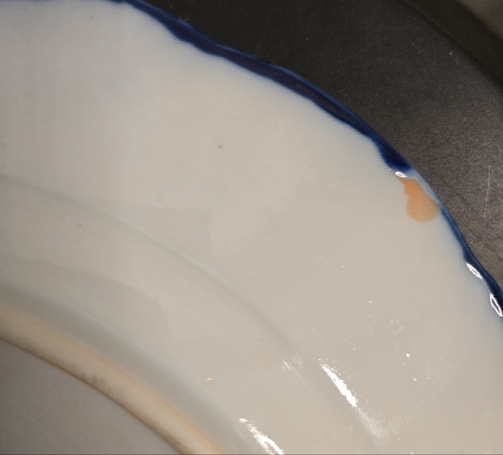 Japanese Antique Floral Decorative Blue And White Plate with Gold Accents - Picture 7 of 8